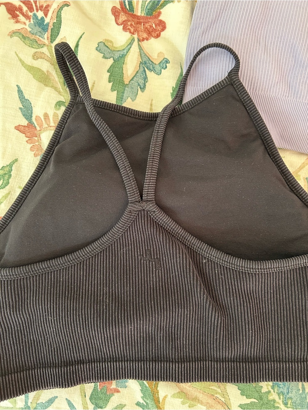 Ribbed Crop Ba Bralette Tank Top Bundle - Lavender and Black JoyLab Amazon Comfy - Picture 5 of 7